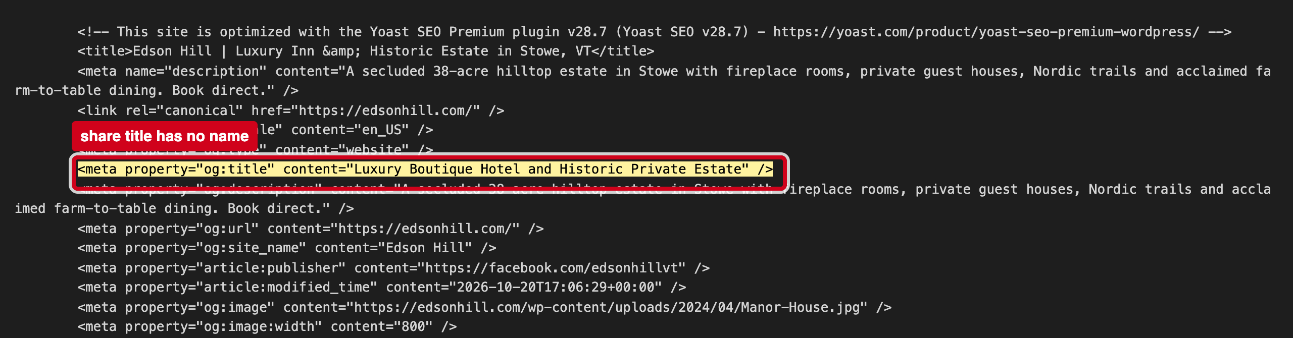 Screenshot: Shared links do not say Edson Hill